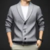 Men’s Winter Wool Cashmere Cardigan Sweater – Fleece-Lined Heavyweight Knit Thermal Jacket