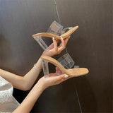 Summer Women’s Clear High Heel Sandals – 9cm Transparent Jelly Slippers with Open Square Toe, Sexy Fashion Pumps