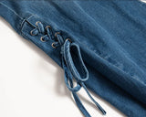Women’s Blue Denim Flare Pants – High-Waist Bell Bottom Jeans with Skinny Fit, Casual Summer Street Style