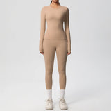 Women’s 2-Piece Workout Set – Long Sleeve Gym Top & High Waist Yoga Leggings Fitness Tracksuit