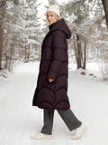 Women’s Sustainable Winter Long Coat – Double Mock Layer Eco-Friendly Warm Jacket with Rain Resistance