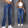 Fashionable Plus Size Women’s Jeans – Elastic Straight-Leg High-Stretch Denim Pants, Casual Breathable Comfortable Jeans