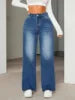 2025 Plus Size Women’s Wide-Leg Jeans – High Stretch Elastic Retro Denim Pants for Curvy Fashion