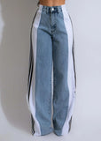 2025 Women’s Plus Size Wide-Leg Jeans – High Stretch Straight Fit Retro Three-Stripe Denim Pants (S–5XL)