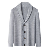 Men’s Winter Wool Cashmere Cardigan Sweater – Fleece-Lined Heavyweight Knit Thermal Jacket