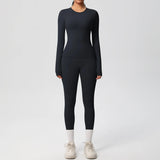 Women’s 2-Piece Workout Set – Long Sleeve Gym Top & High Waist Yoga Leggings Fitness Tracksuit