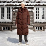 Women’s Sustainable Winter Long Coat – Double Mock Layer Eco-Friendly Warm Jacket with Rain Resistance