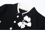 High-End Women’s Winter Two-Piece Set – Floral Embroidered Knitted Cardigan Sweater & Pants Outfit
