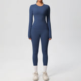 Women’s 2-Piece Workout Set – Long Sleeve Gym Top & High Waist Yoga Leggings Fitness Tracksuit