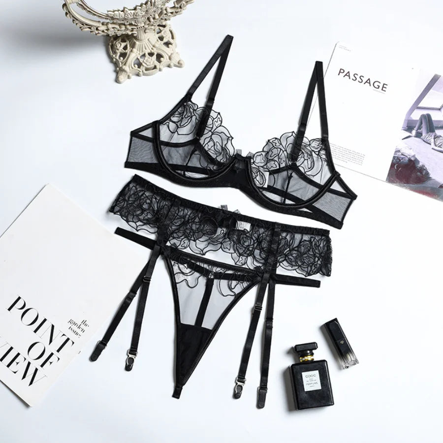 French Style Lace Bralette Lingerie Set – Women’s Intimate Underwear Bra and Panty Set (S–XXXL)