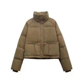 2025 Korean Fashion Women’s Short Puffer Jacket – Stand Collar Cotton-Padded Thick Winter Coat