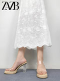 Sexy Women’s High Heel Slippers – Open Toe Narrow Strap Platform Sandals with Chunky Block Heels, New 2025 Design