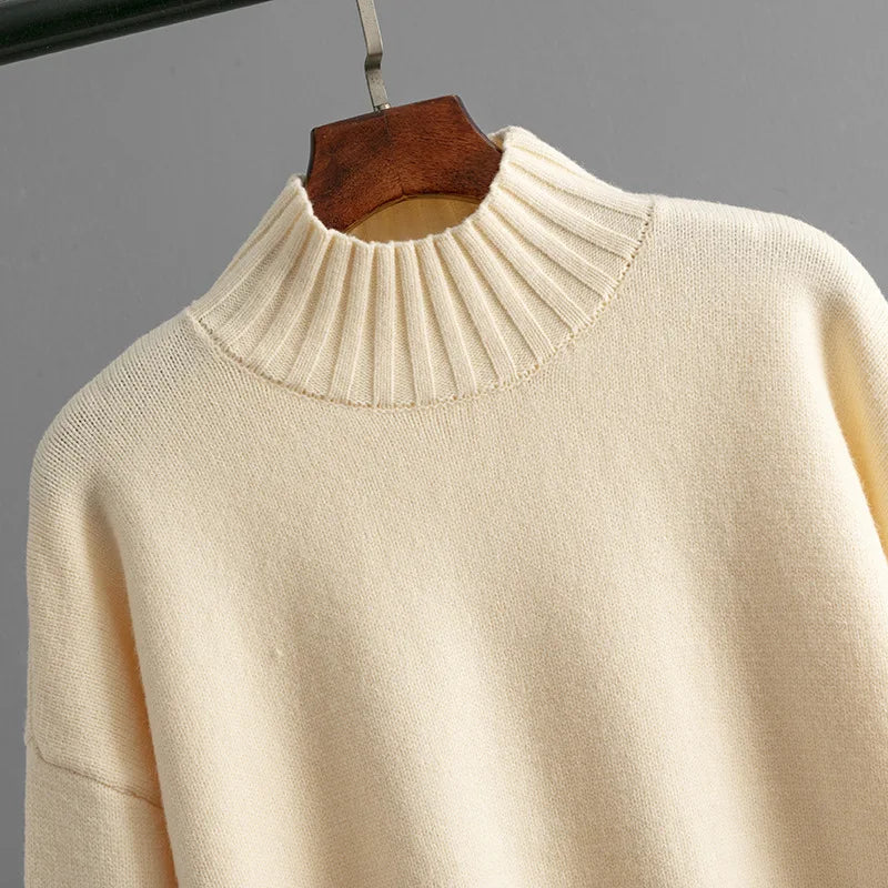 Women’s Winter Casual Knitted Two-Piece Set – Solid Color Sweater Top & Loose-Fit Pants Lounge Outfit