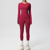 Women’s 2-Piece Workout Set – Long Sleeve Gym Top & High Waist Yoga Leggings Fitness Tracksuit