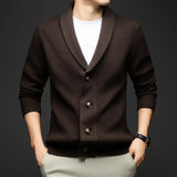 Men’s Winter Wool Cashmere Cardigan Sweater – Fleece-Lined Heavyweight Knit Thermal Jacket