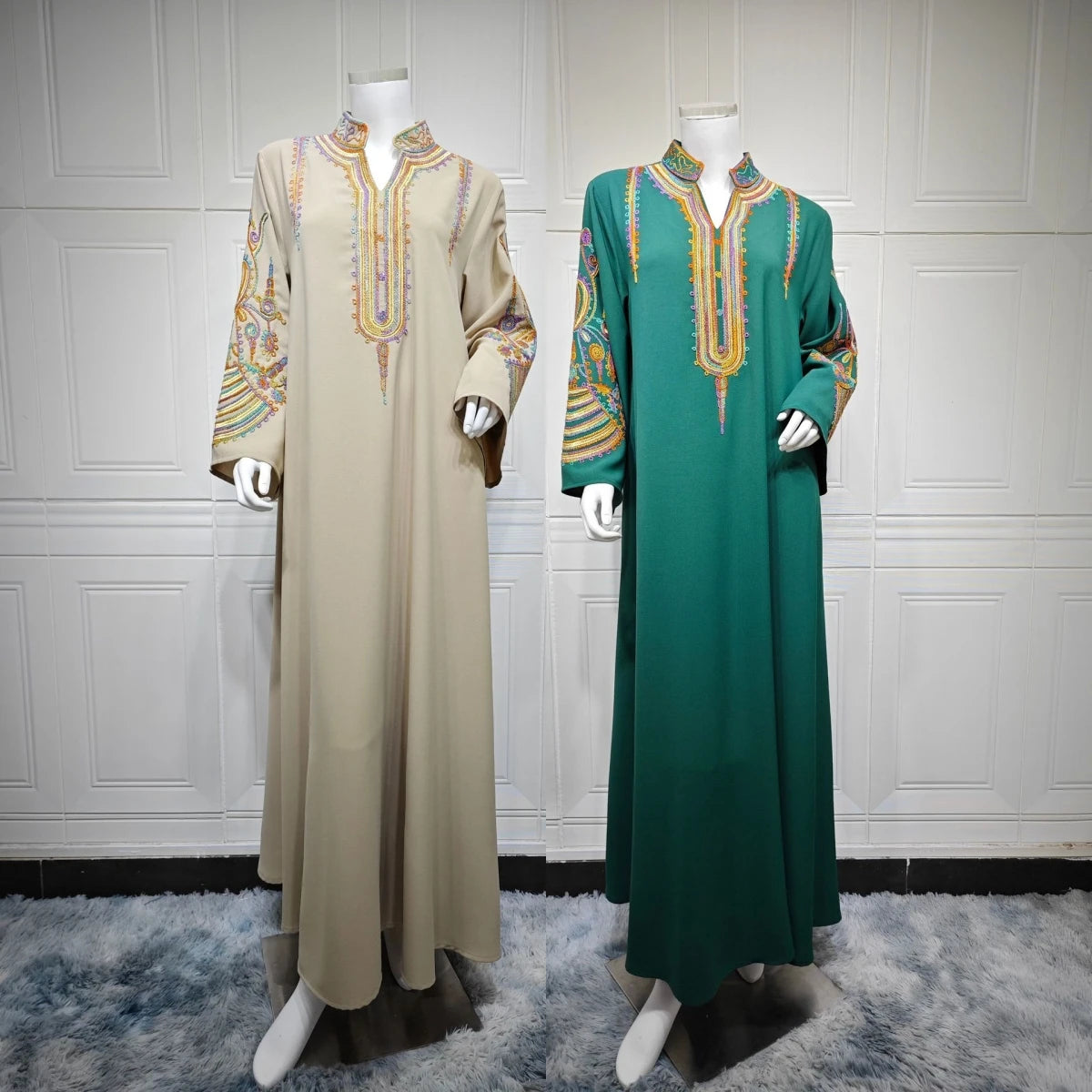 Dubai Abaya for Women – Elegant Middle Eastern Embroidered Muslim Dress, Islamic Kaftan Jalabiya, Moroccan Pullover Robe