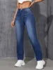 Fashionable Plus Size Women’s Jeans – Elastic Straight-Leg High-Stretch Denim Pants, Casual Breathable Comfortable Jeans