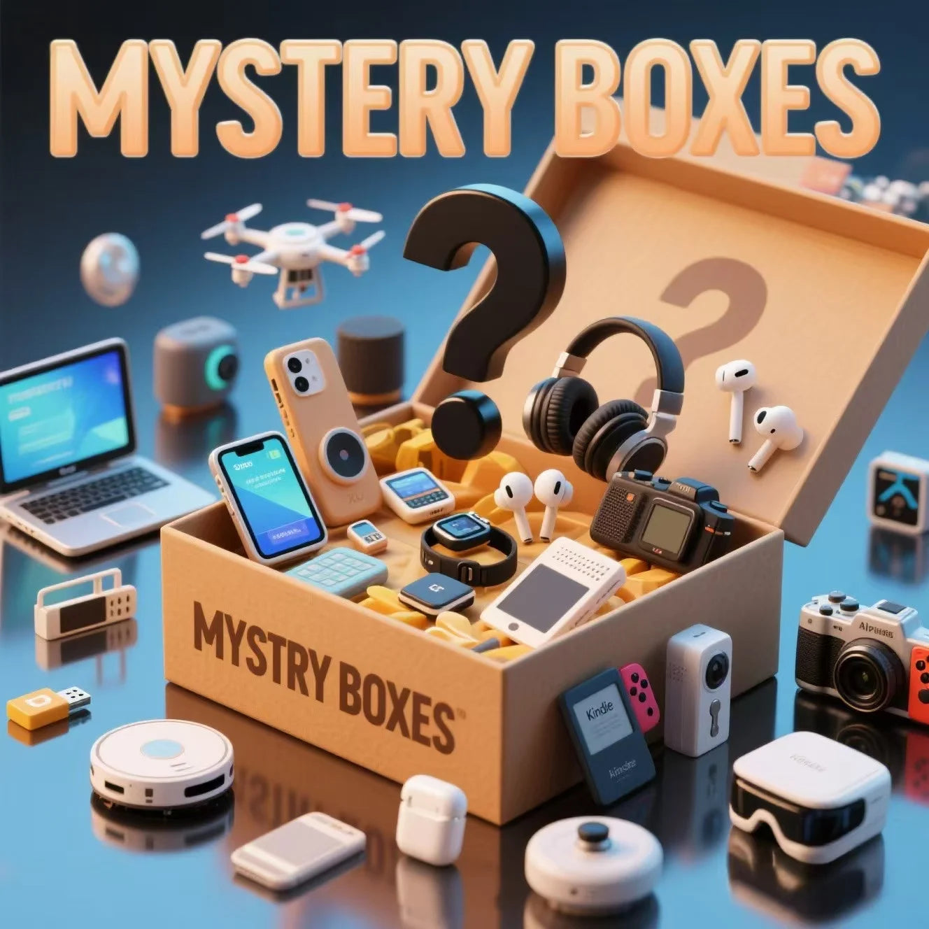 Electronics Mystery Box – 50 High-Tech Gadgets & Surprises for Adults and Teens | Lucky Blind Box Gift for Holidays, Family & Friends