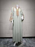 Dubai Abaya for Women – Elegant Middle Eastern Embroidered Muslim Dress, Islamic Kaftan Jalabiya, Moroccan Pullover Robe
