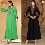 S-XXL Moroccan Abaya for Women – Diamond Embellished Long Maxi Muslim Dress, Dubai Kaftan Evening Gown, Eid Ramadan Jalabiya