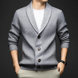 Men’s Winter Wool Cashmere Cardigan Sweater – Fleece-Lined Heavyweight Knit Thermal Jacket