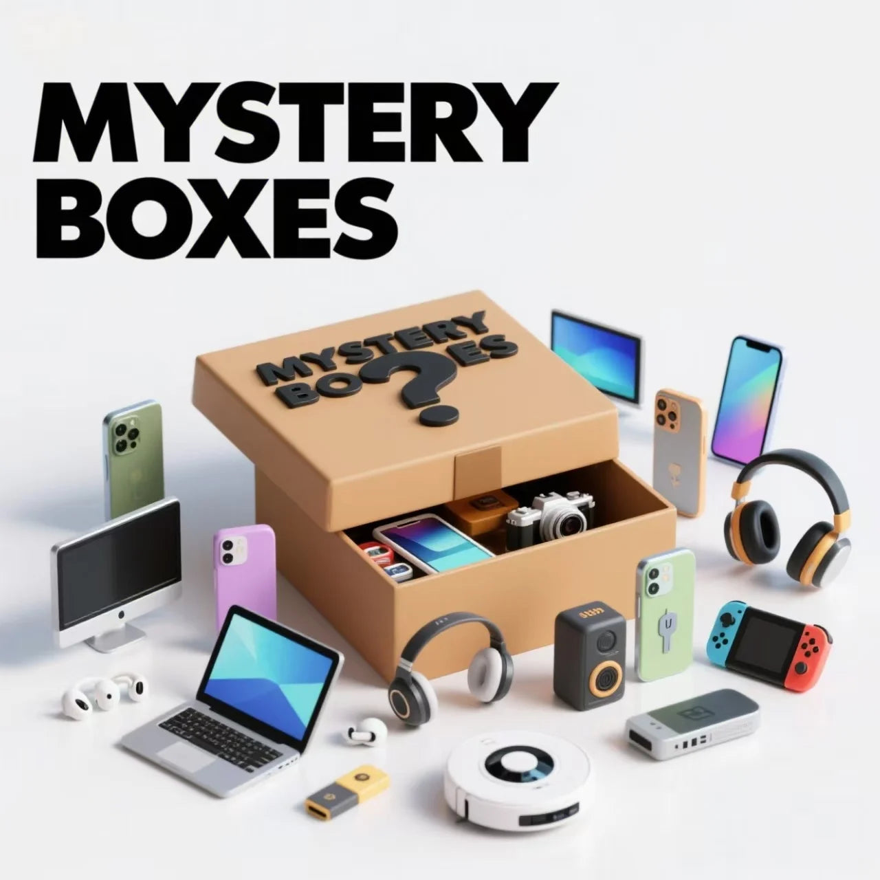 Electronics Mystery Box – 50 High-Tech Gadgets & Surprises for Adults and Teens | Lucky Blind Box Gift for Holidays, Family & Friends