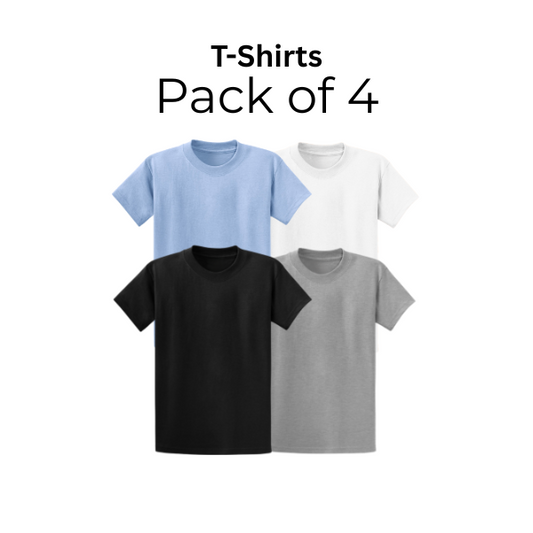 Pack of 4 Cheap Plain T-Shirts – 100% Soft Cotton | Stars & Stripes | 165 GSM Unisex Tee for Men & Women