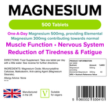 Lindens Health High-Potency Magnesium Tablets (MgO 500mg) for Muscle & Bone Health