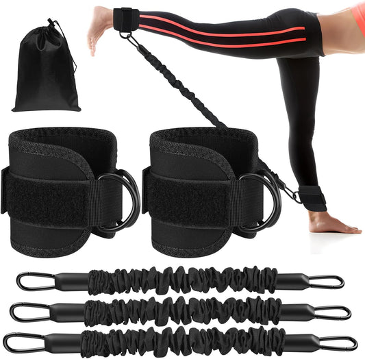 Ankle Resistance Bands Set for Working Out, Ankle Bands for Glute Kickbacks Double D-Ring Exercise Bands Glutes Workout Equipment with Adjustable Ankle Straps Home Gym for Women Men Leg Butt Training