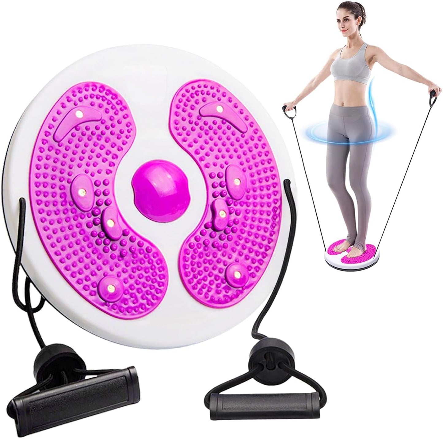 11-Inch Waist Twisting Disc with Resistance Bands | Twist Waist Disc Board & Sculptor Machine | Foot Massage | Home Gym Equipment for Waist Exercise