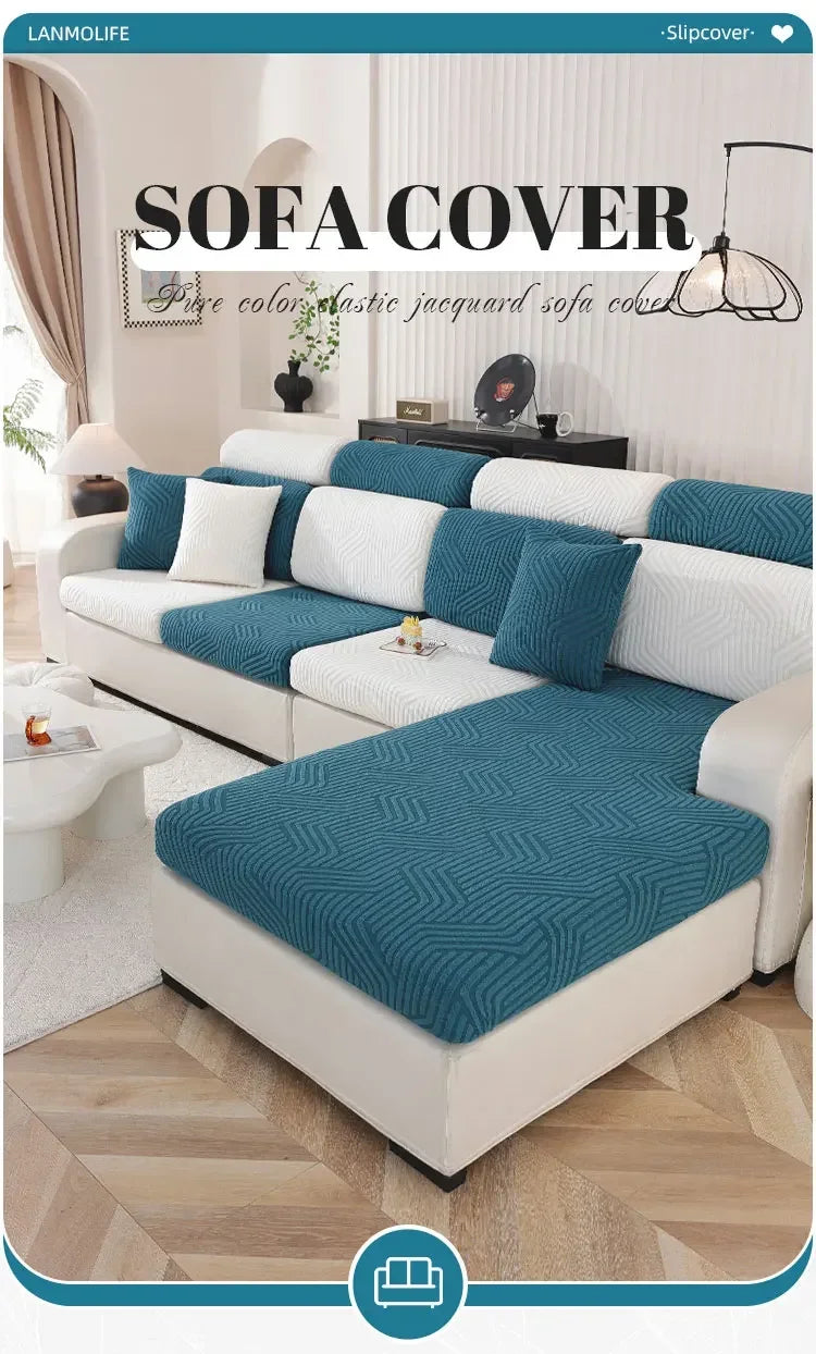 Thick Jacquard Sofa Cushion Cover Removable Machine Washable Furniture Protector Stretchable Office Living Room Home Decoration