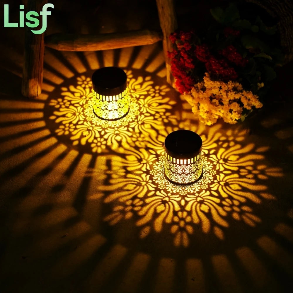 Solar Lights Peony Flower Pattern IP65 Metal Outdoor Step Wall Fence Lights Garden Backyard Decoration Outdoor Decor Front Door