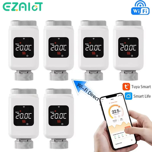 Tuya Smart WiFi Thermostatic Radiator Valve (TRV) – Programmable Temperature Controller with APP Remote Control, Compatible with Alexa & Google Home