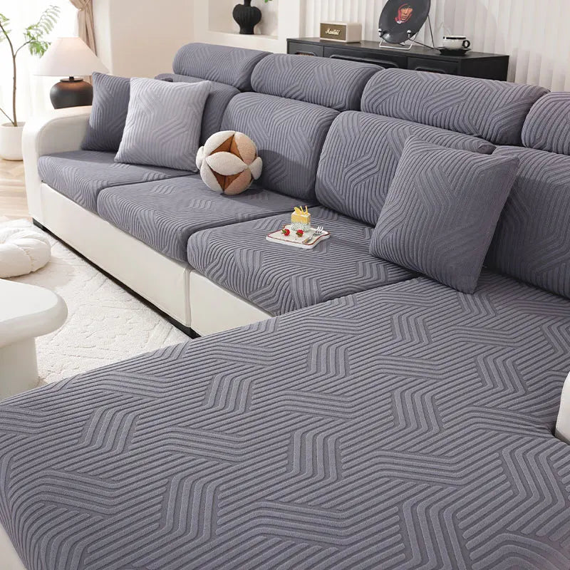 Thick Jacquard Sofa Cushion Cover Removable Machine Washable Furniture Protector Stretchable Office Living Room Home Decoration