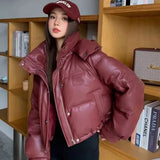 Women’s Winter Hooded Parka – Solid Color Long Sleeve Loose Fit Zipper Jacket with Pockets, Casual High Street Outerwear
