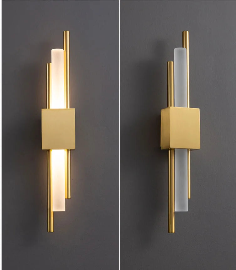 LED Bedroom Wall Lamp Wall Sconces Copper Line Pipe Acrylic Lampshade Indoor Lighting for Living Room Corridor Light Fixture
