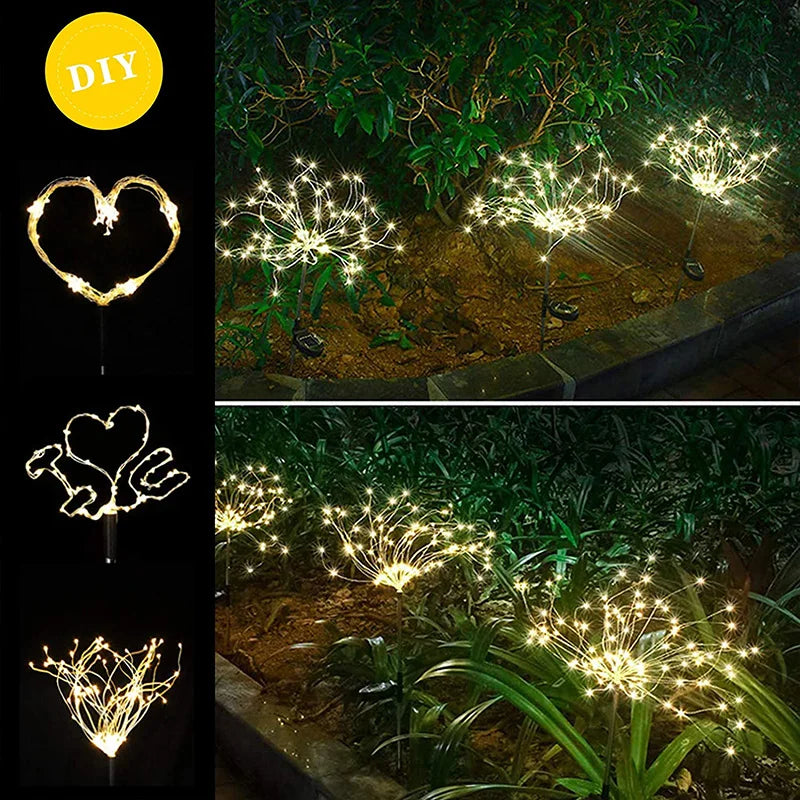 1/2/4Pcs Solar LED Firework Fairy Light Outdoor Garden Decoration Lawn Pathway Light For Patio Yard Party Christmas Wedding