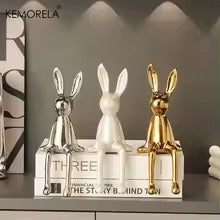1 pièce en céramique lapin assis à longues oreilles ornements de chambre statue de luxe décoration de la maison accessoires haut de gamme art de la maison esthétique