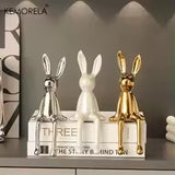 1 pièce en céramique lapin assis à longues oreilles ornements de chambre statue de luxe décoration de la maison accessoires haut de gamme art de la maison esthétique