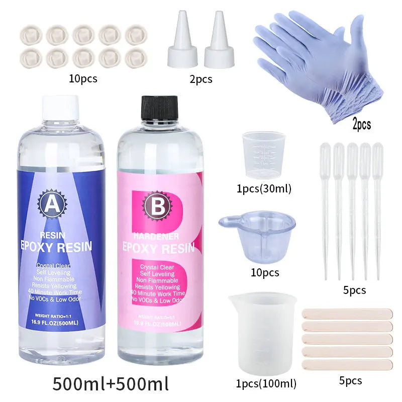 Crystal Clear Epoxy Resin Kit – High Gloss, Bubble-Free Casting & Coating Art Resin for DIY Crafts, Tumblers, Jewelry Making & Wood Projects