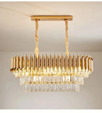 Creative Luxury Crystal Chandelier Rectangular Restaurant Pendant Lights Modern LED Living Room Lamp Lustre Home Elegant Fixture