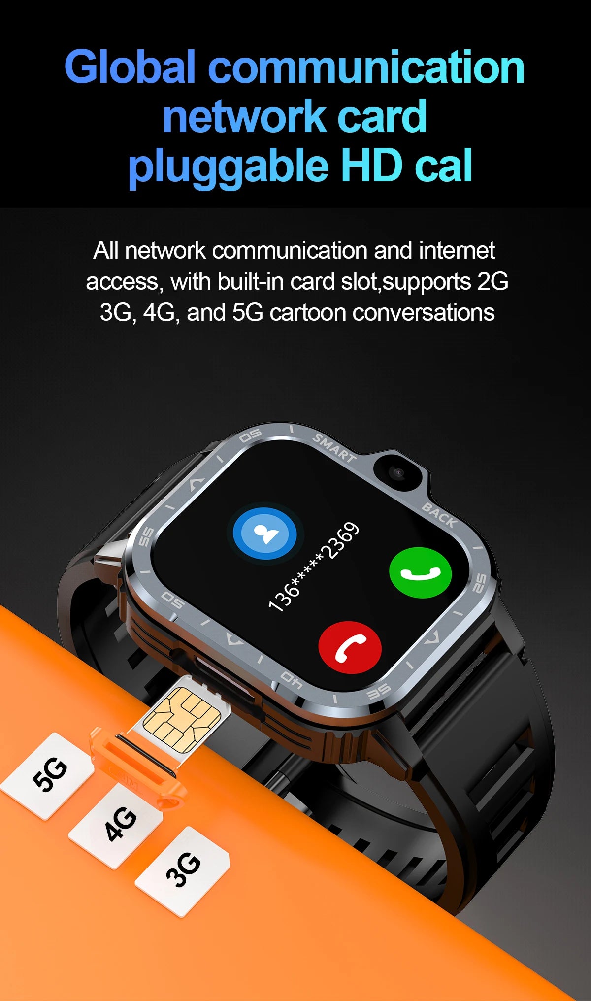 Valdus PGD Android Smart Watch for Men – 4G SIM GPS Smartwatch with Dual HD Cameras, 16GB/64GB Storage, NFC, WiFi & Fast Internet Access