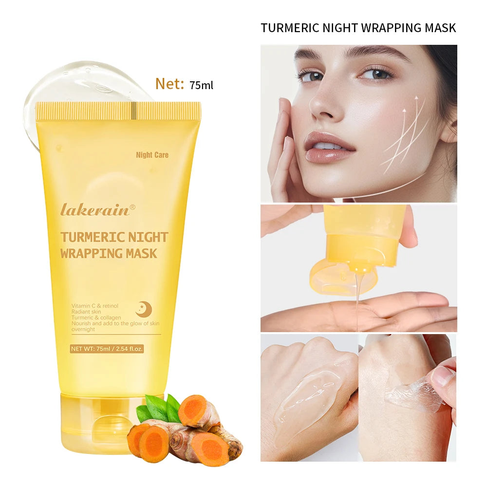Kojic Acid Turmeric Overnight Wrapping Peel Off Mask Nourishes Hydrolyzed Collagen Glowing Skin Skin Firmnes Korean Skincare
