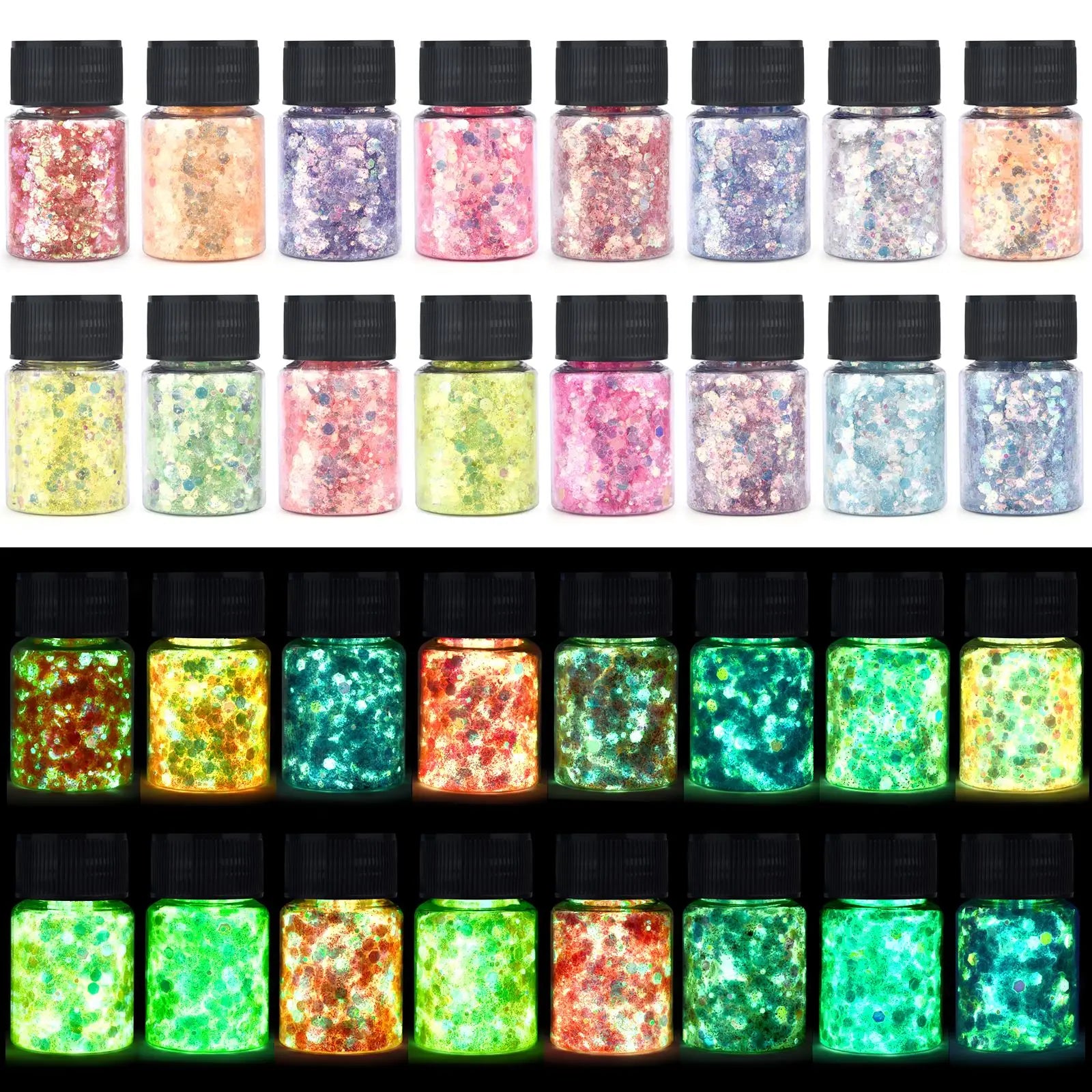 Luminous Glow-in-the-Dark Sequins – Hexagon Epoxy Resin Glitter Pigment for DIY Jewelry, Nail Art, and Silicone Mold Crafts