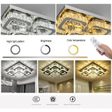 KOMORE Modern Fancy Crystal LED Flush Mount Ceiling Light Fixture, 68 W Cool White / Stepless Dimming for Office, Living Room