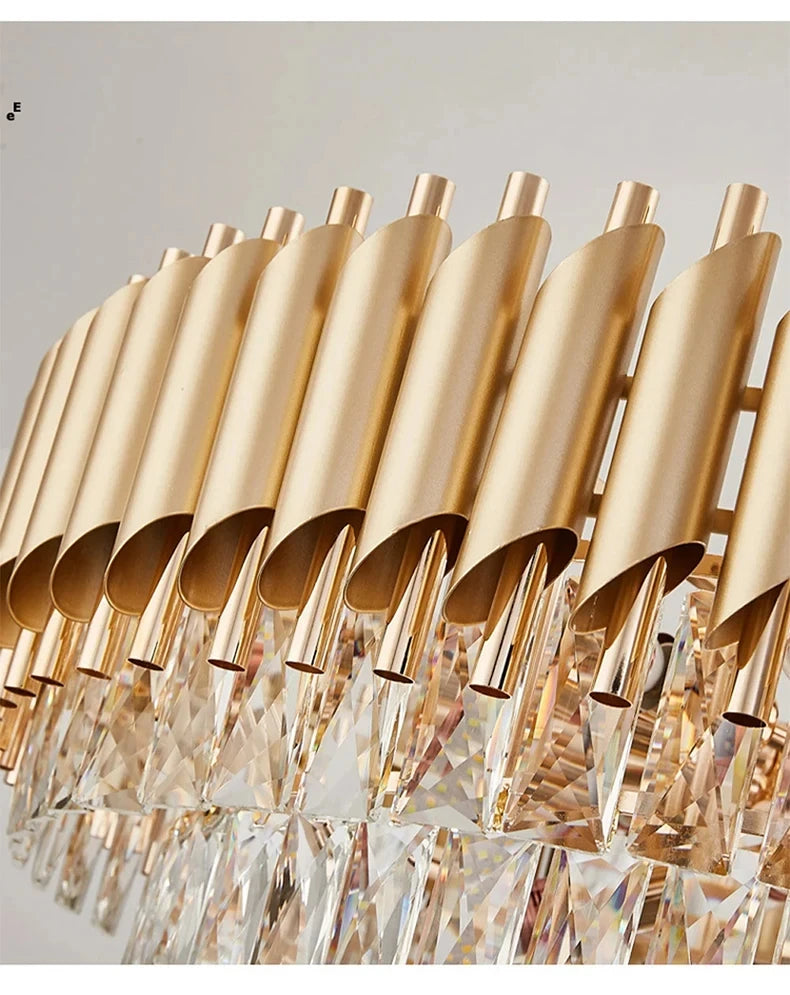 Creative Luxury Crystal Chandelier Rectangular Restaurant Pendant Lights Modern LED Living Room Lamp Lustre Home Elegant Fixture