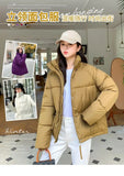 Women’s Short Standing Collar Puffer Jacket – Winter Warm Cotton-Padded Down Coat Fashion Bakery Parka Outerwear