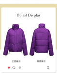 Women’s Short Standing Collar Puffer Jacket – Winter Warm Cotton-Padded Down Coat Fashion Bakery Parka Outerwear