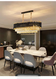 Creative Luxury Crystal Chandelier Rectangular Restaurant Pendant Lights Modern LED Living Room Lamp Lustre Home Elegant Fixture