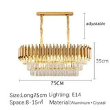 Creative Luxury Crystal Chandelier Rectangular Restaurant Pendant Lights Modern LED Living Room Lamp Lustre Home Elegant Fixture